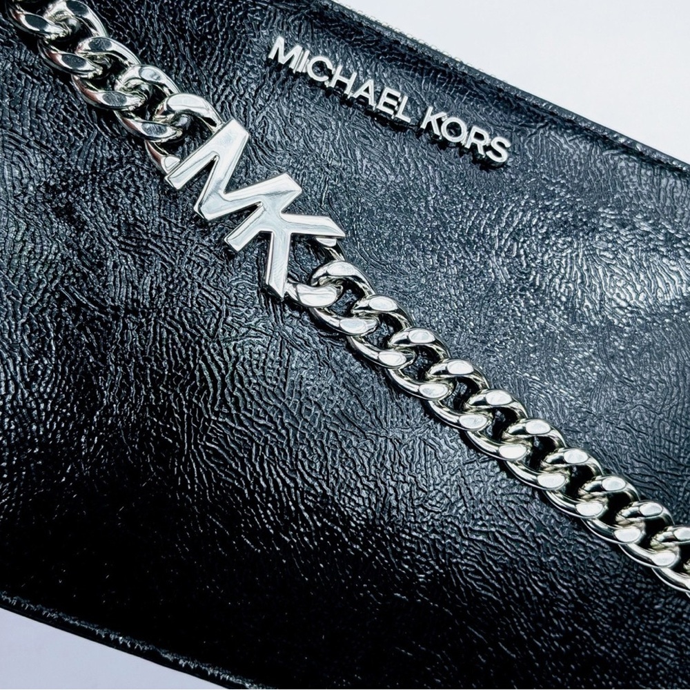 Michael Kors Black Chain Shoulder Bag Pouchette sm Jet set - Picture 6 of 8